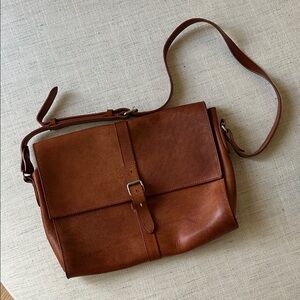 A.P.C. Tan Leather Messenger Bag